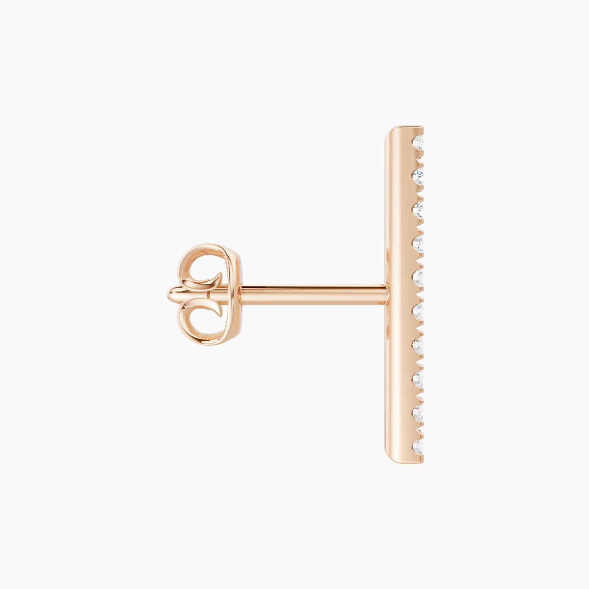 Gaia | 18k Rose Gold 12 mm Bar Diamond Earring