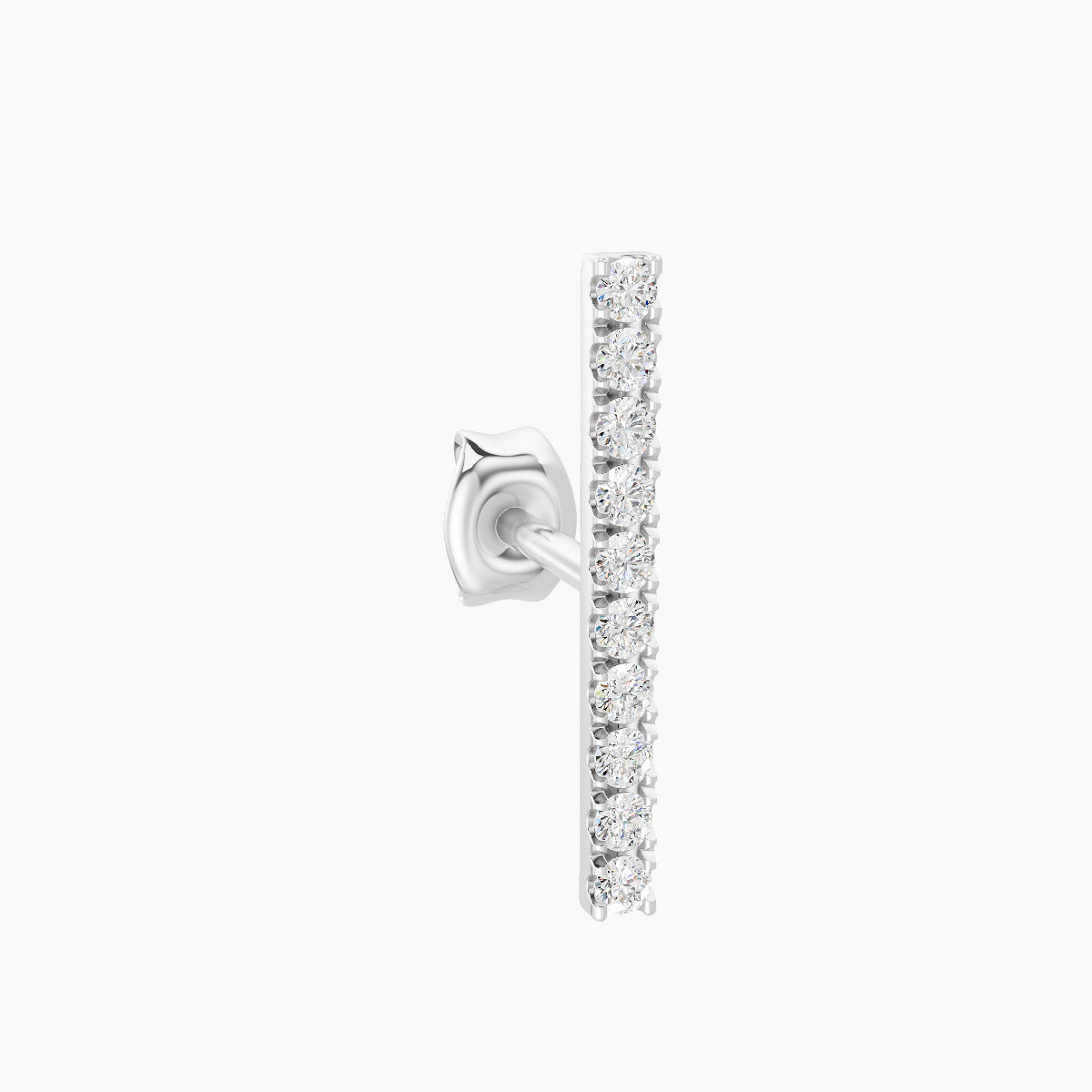 Gaia | 18k White Gold 12 mm Bar Diamond Earring