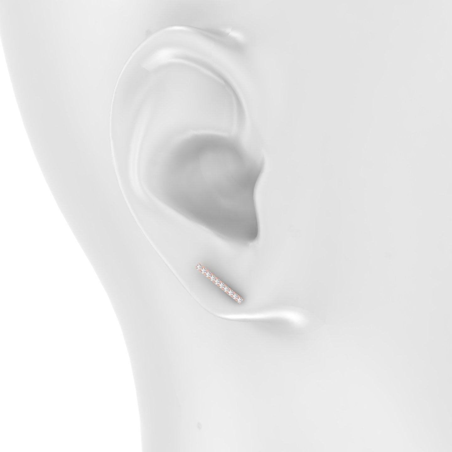 Gaia | 18k Rose Gold 12 mm Bar Diamond Earring