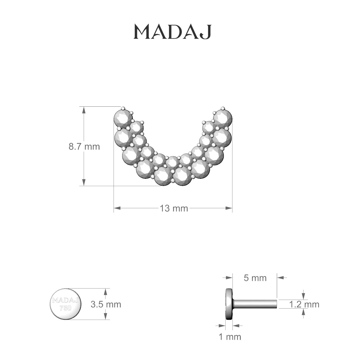 Galia | 18k White Gold 5 mm Diamond Conch Piercing