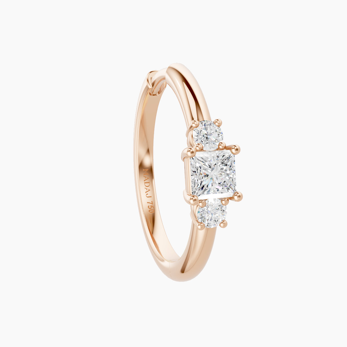 Grace | 18k Rose Gold 11 mm Trilogy Princess Diamond Hoop Piercing