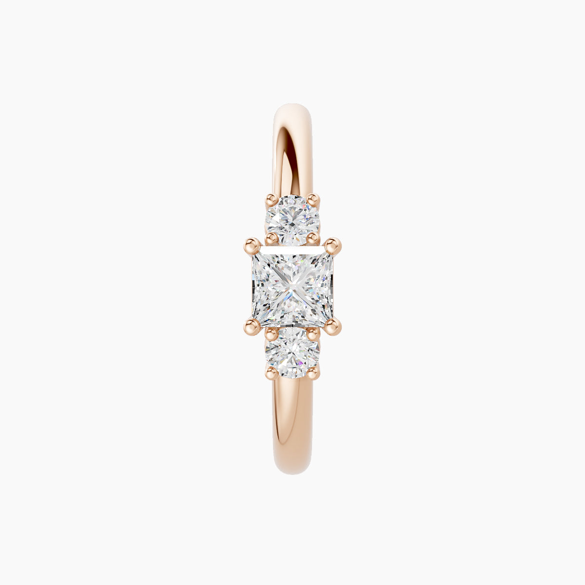Grace | 18k Rose Gold 11 mm Trilogy Princess Diamond Hoop Piercing