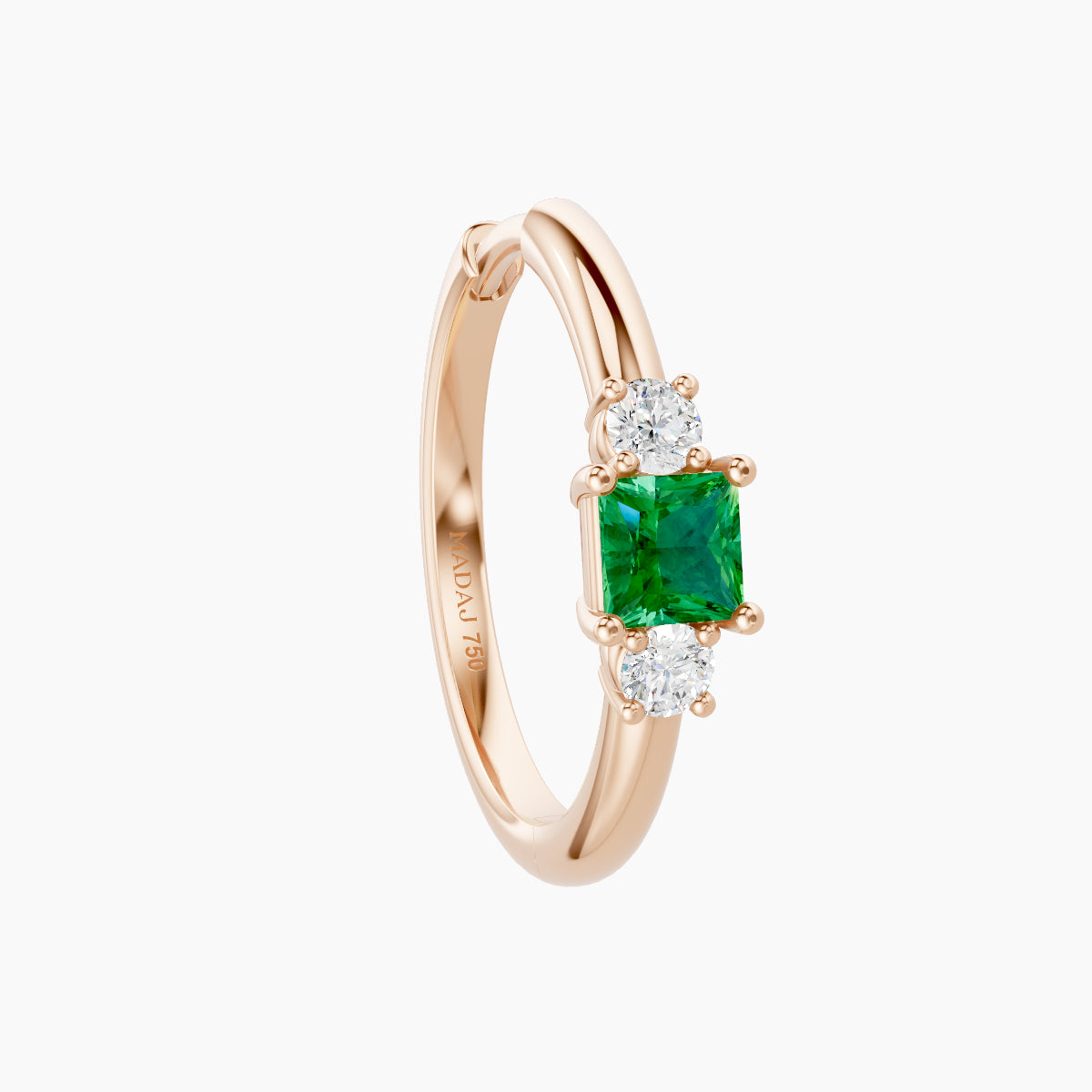 Grace | 18k Rose Gold 11 mm Trilogy Princess Emerald & Diamond Hoop Piercing