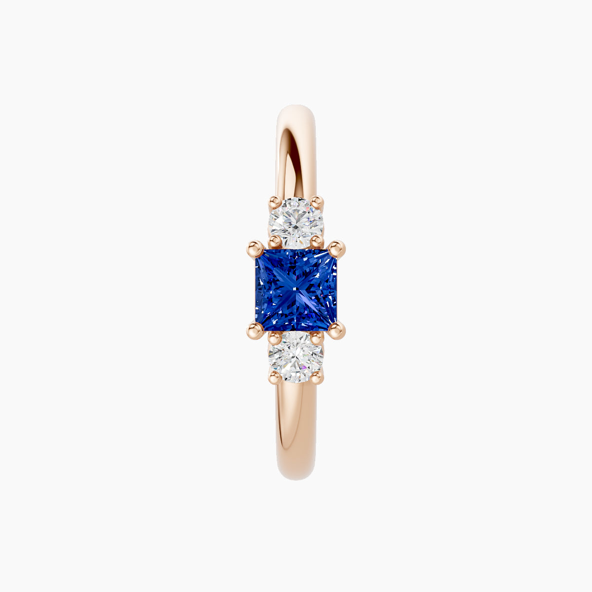 Grace | 18k Rose Gold 11 mm Trilogy Princess Sapphire & Diamond Hoop Piercing