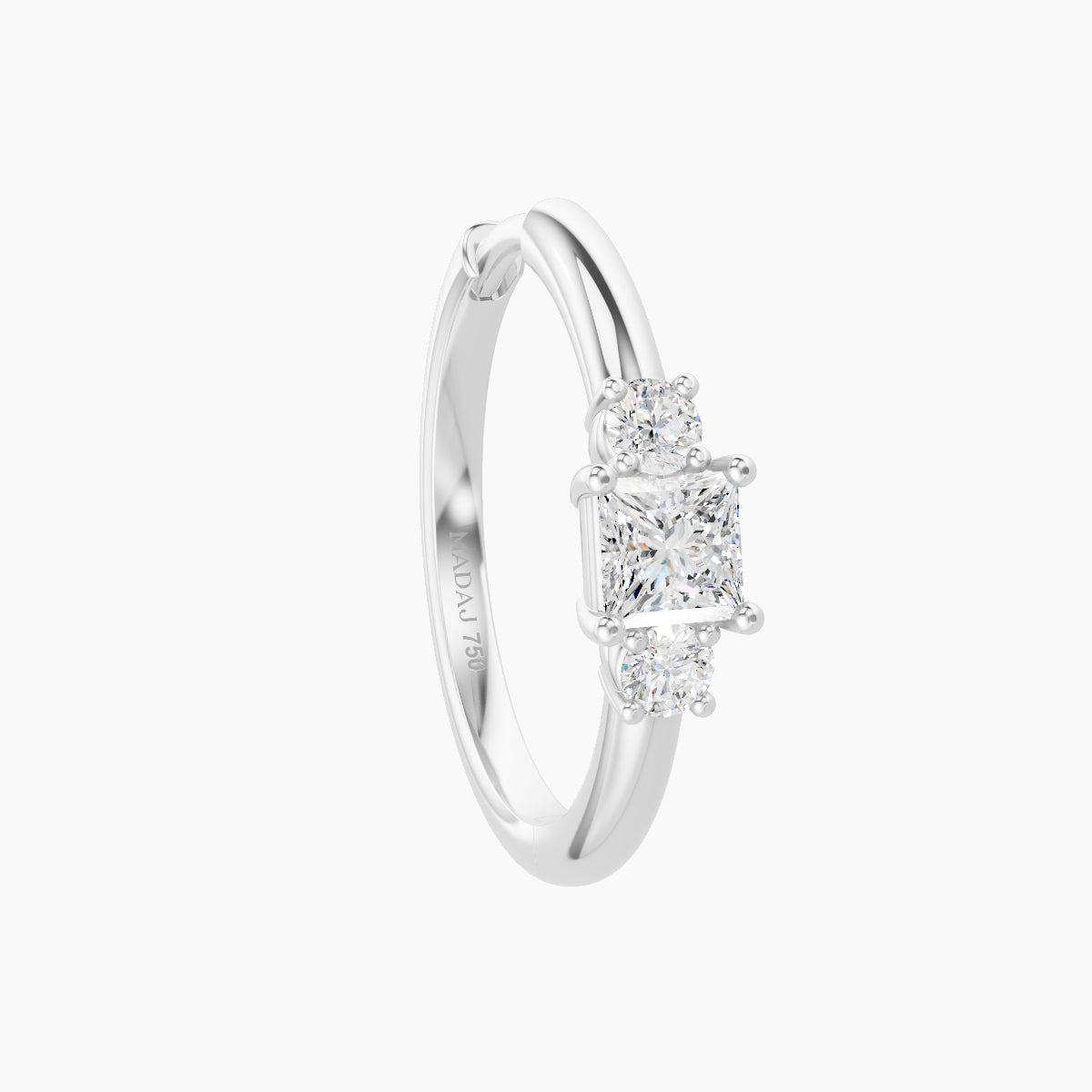 Grace | 18k White Gold 11 mm Trilogy Princess Diamond Hoop Piercing