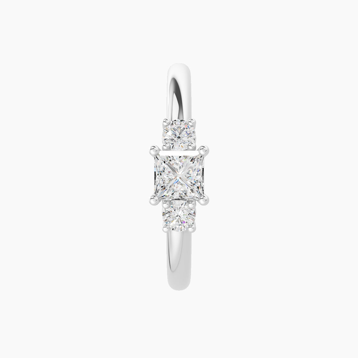 Grace | 18k White Gold 11 mm Trilogy Princess Diamond Hoop Piercing