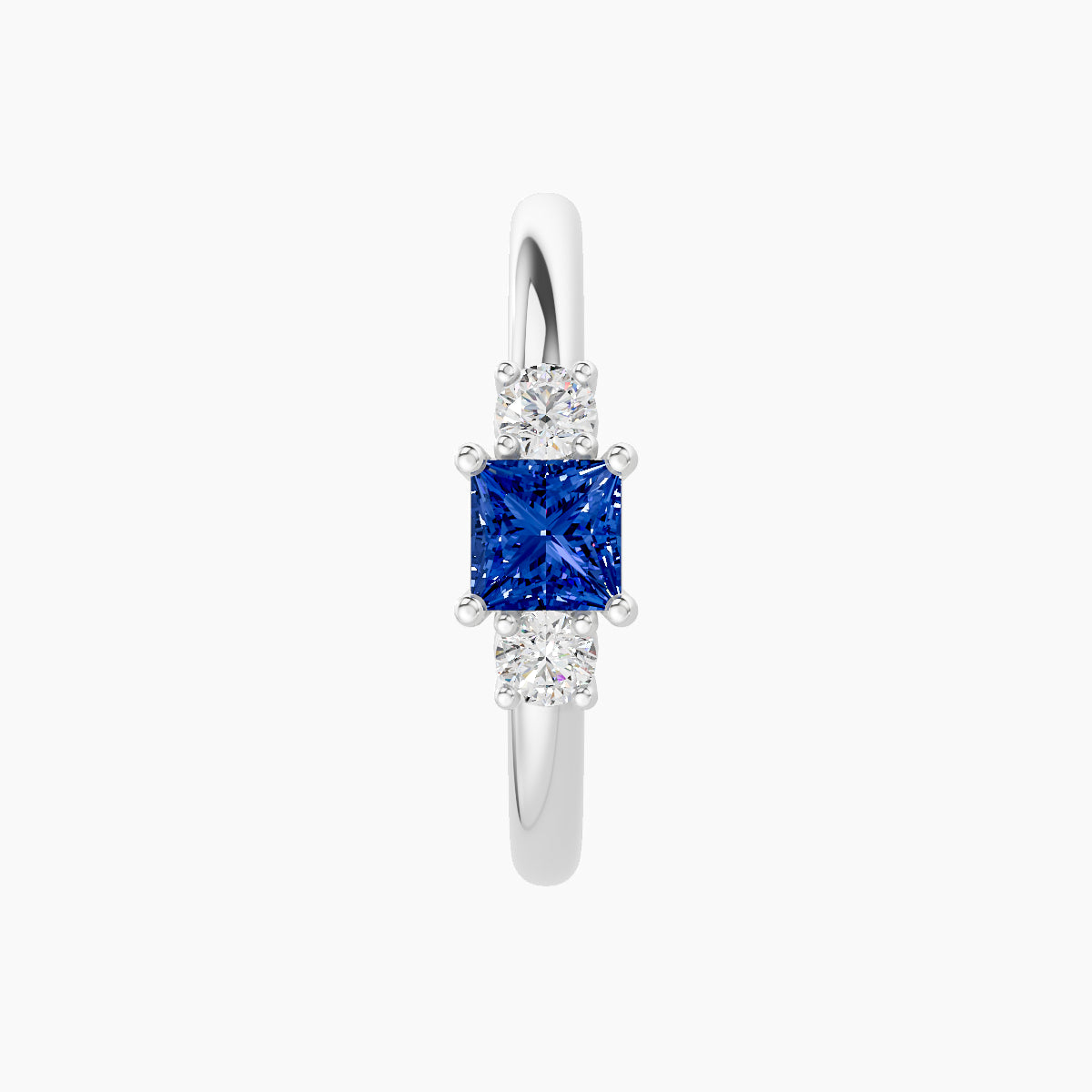 Grace | 18k White Gold 11 mm Trilogy Princess Sapphire & Diamond Hoop Piercing