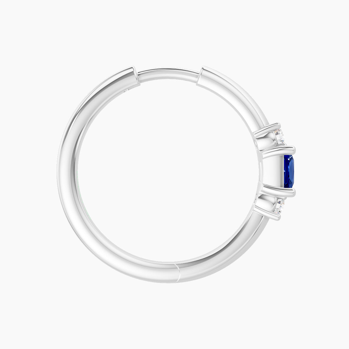 Grace | 18k White Gold 11 mm Trilogy Princess Sapphire & Diamond Hoop Piercing