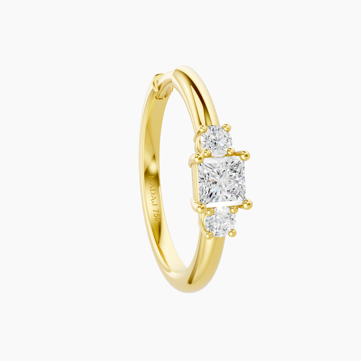 Grace | 18k Yellow Gold 11 mm Trilogy Princess Diamond Hoop Piercing