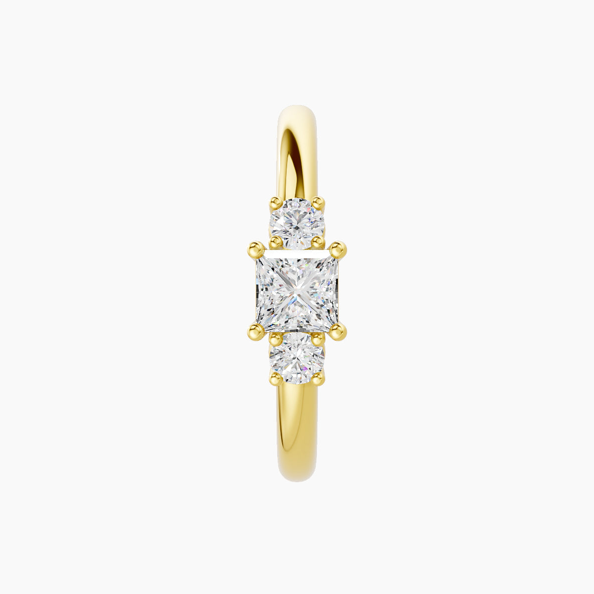 Grace | 18k Yellow Gold 11 mm Trilogy Princess Diamond Hoop Piercing