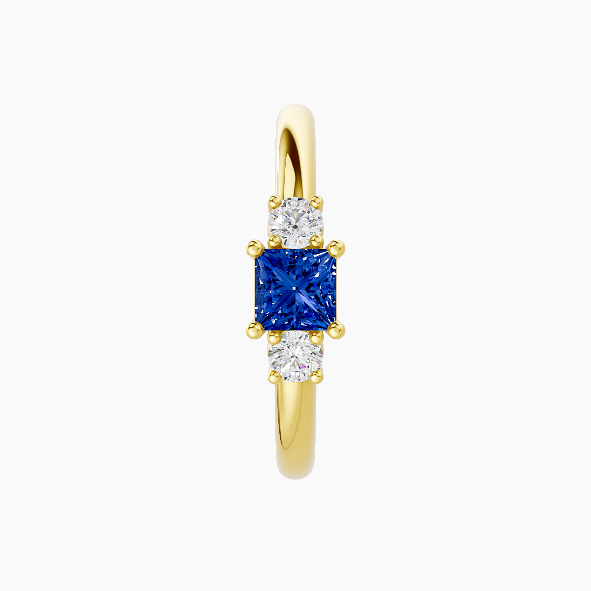Grace | 18k Yellow Gold 11 mm Trilogy Princess Sapphire & Diamond Hoop Piercing