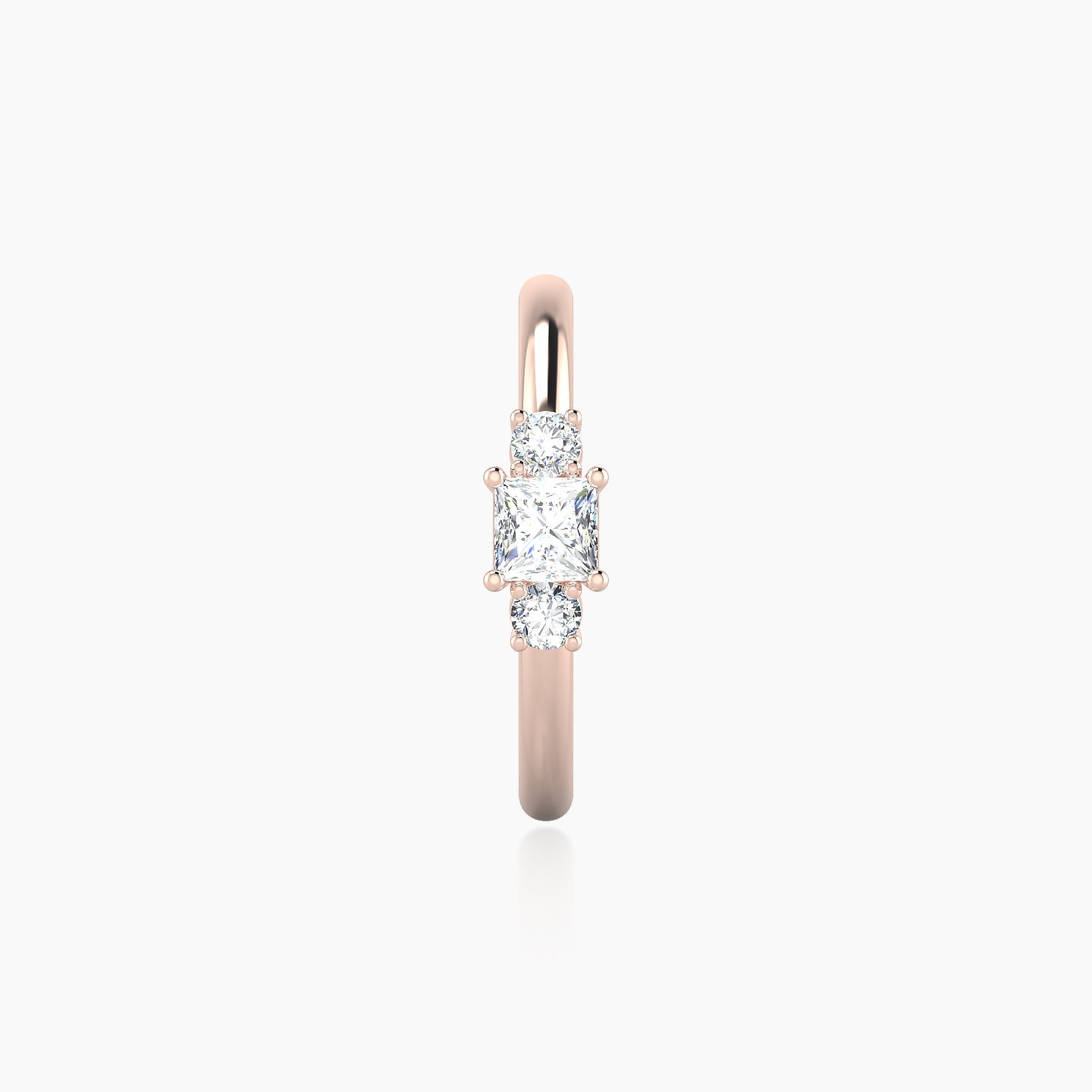 Grace | 18k Rose Gold 11 mm Trilogy Princess Diamond Hoop Piercing