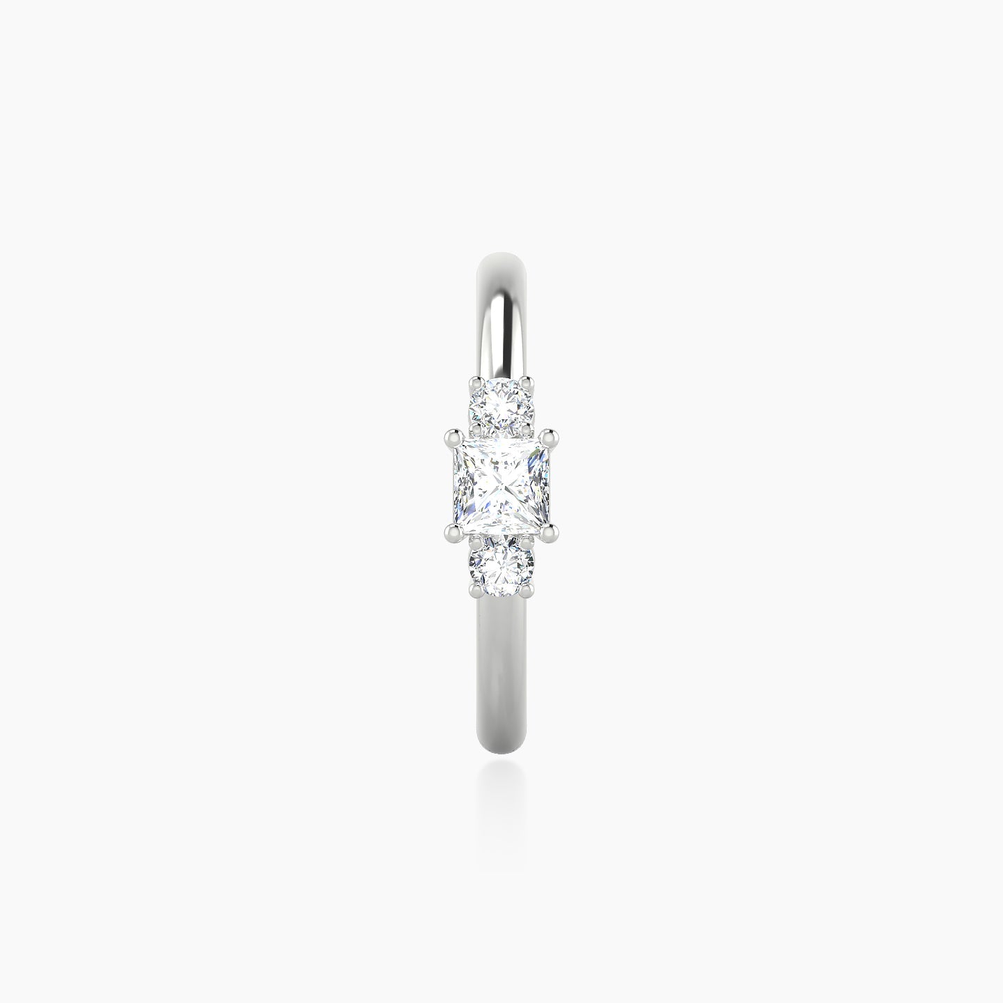 Grace | 18k White Gold 11 mm Trilogy Princess Diamond Hoop Piercing