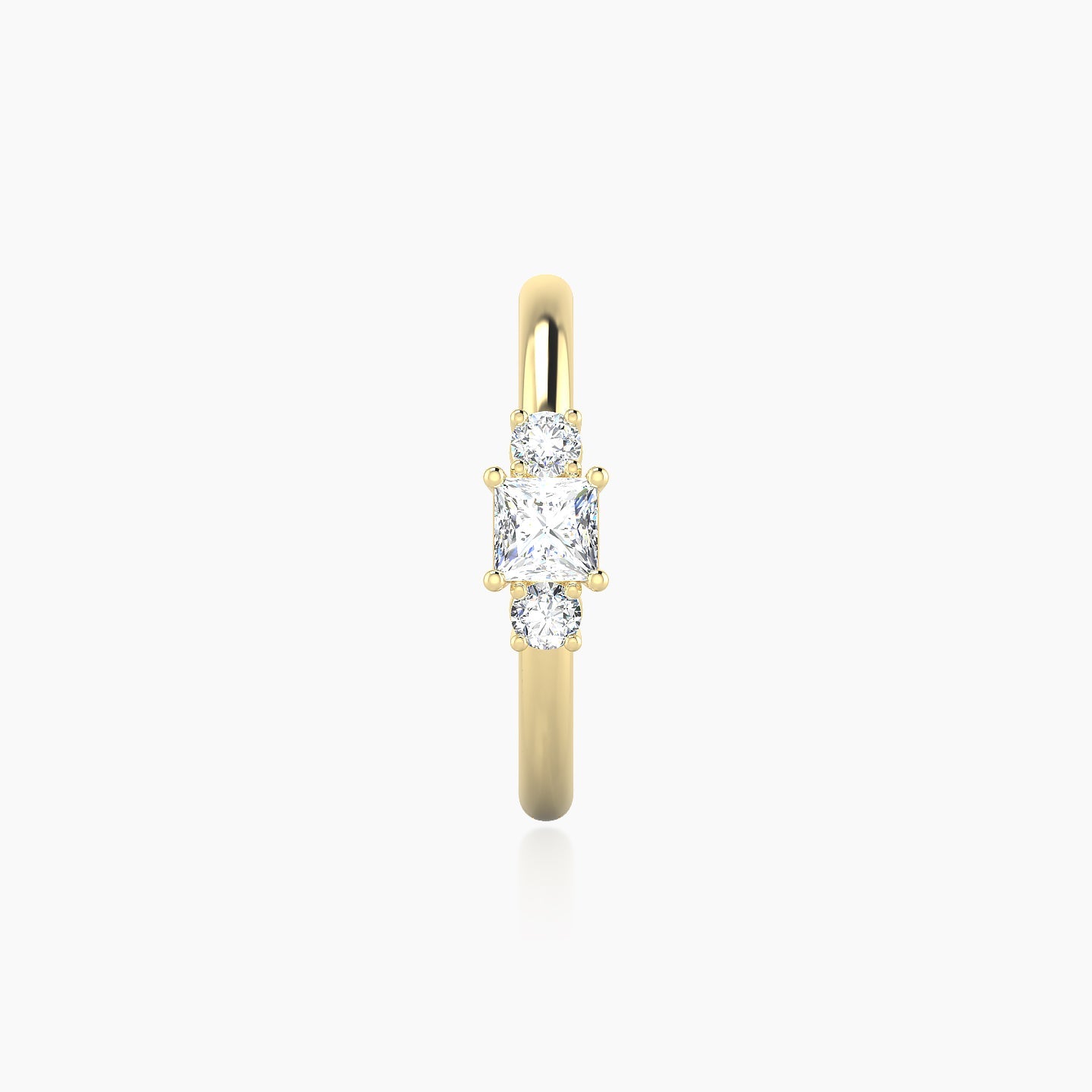 Grace | 18k Yellow Gold 11 mm Trilogy Princess Diamond Hoop Piercing