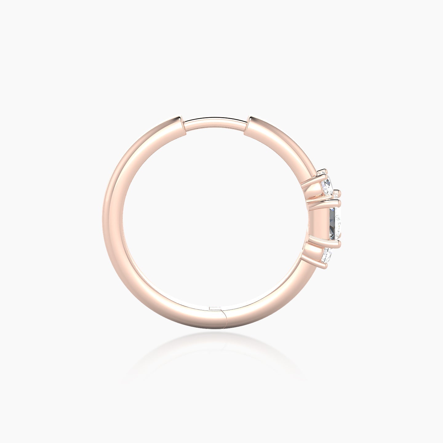 Grace | 18k Rose Gold 11 mm Trilogy Princess Diamond Hoop Piercing