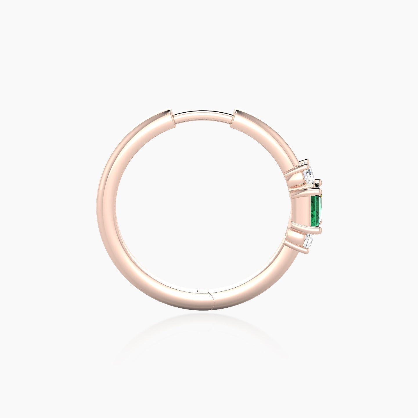 Grace | 18k Rose Gold 11 mm Trilogy Princess Emerald & Diamond Hoop Piercing