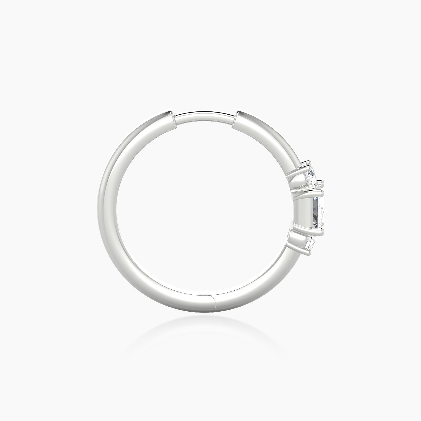 Grace | 18k White Gold 11 mm Trilogy Princess Diamond Hoop Piercing