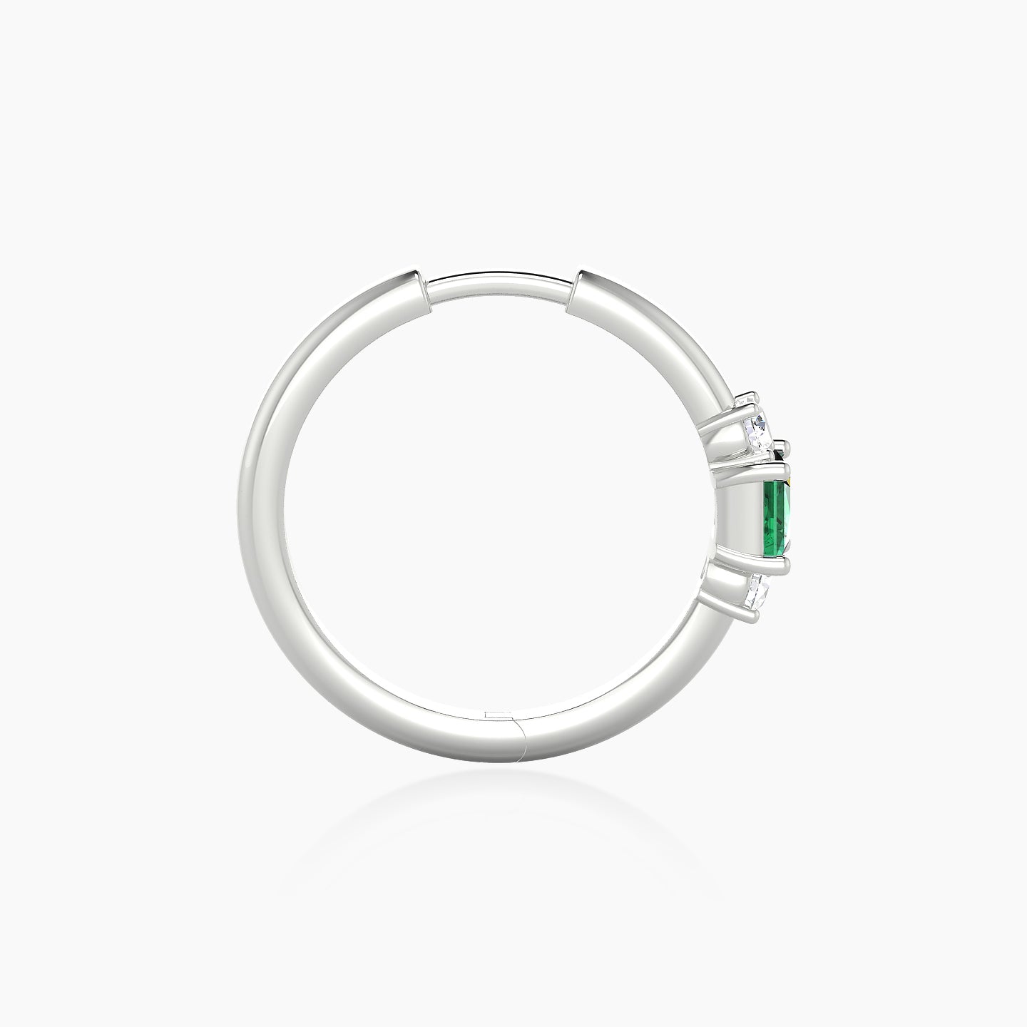 Grace | 18k White Gold 11 mm Trilogy Princess Emerald & Diamond Hoop Piercing