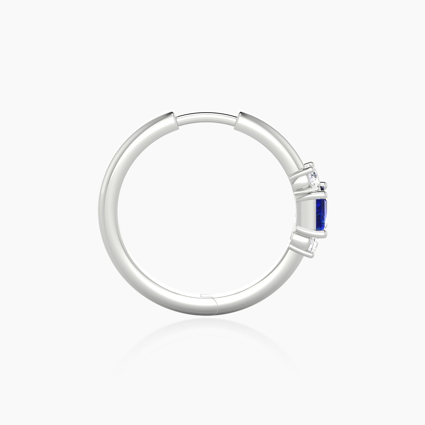 Grace | 18k White Gold 11 mm Trilogy Princess Sapphire & Diamond Hoop Piercing