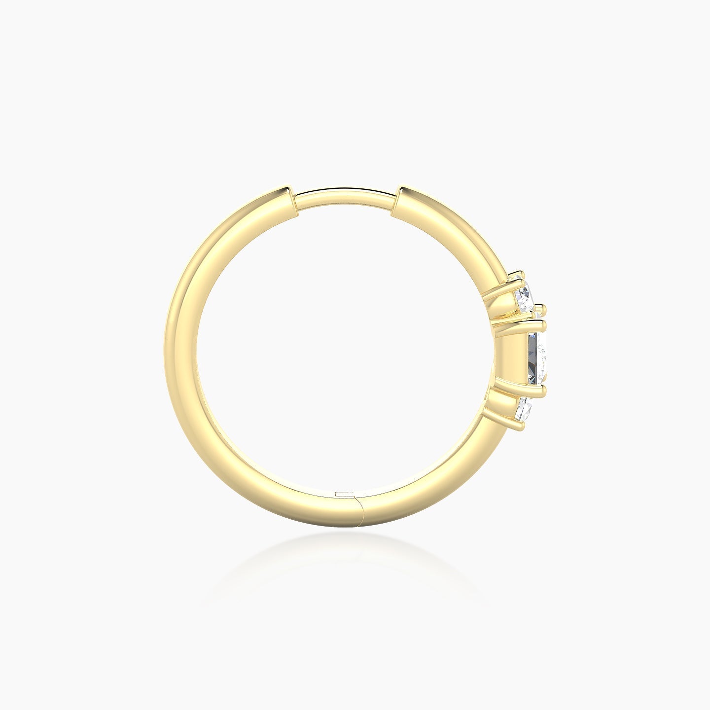 Grace | 18k Yellow Gold 11 mm Trilogy Princess Diamond Hoop Piercing