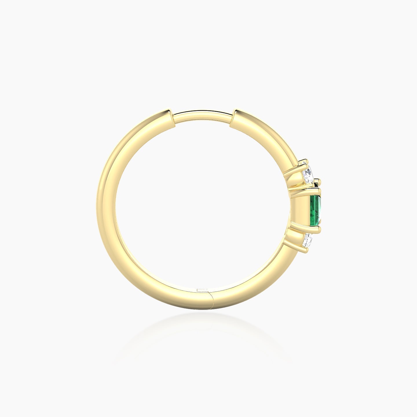 Grace | 18k Yellow Gold 11 mm Trilogy Princess Emerald & Diamond Hoop Piercing