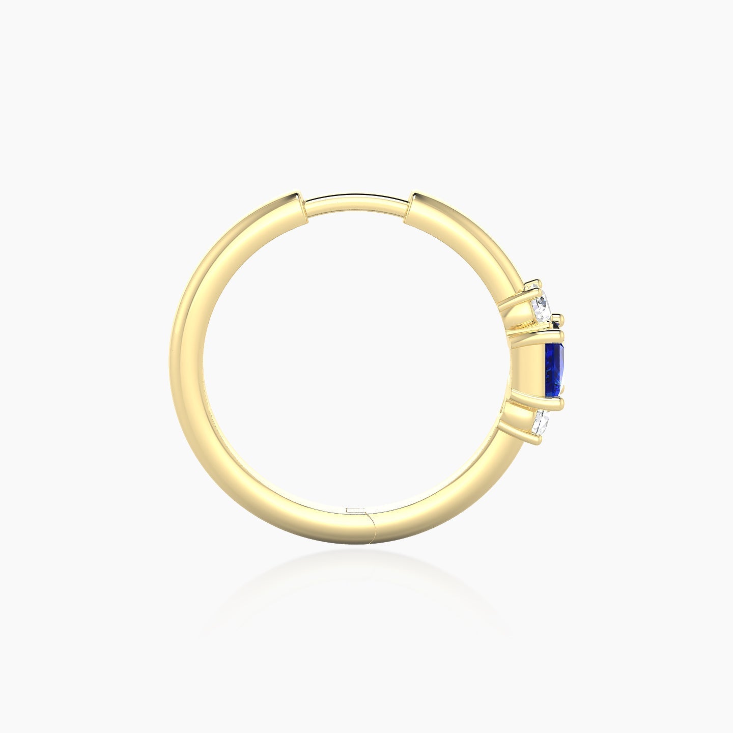 Grace | 18k Yellow Gold 11 mm Trilogy Princess Sapphire & Diamond Hoop Piercing