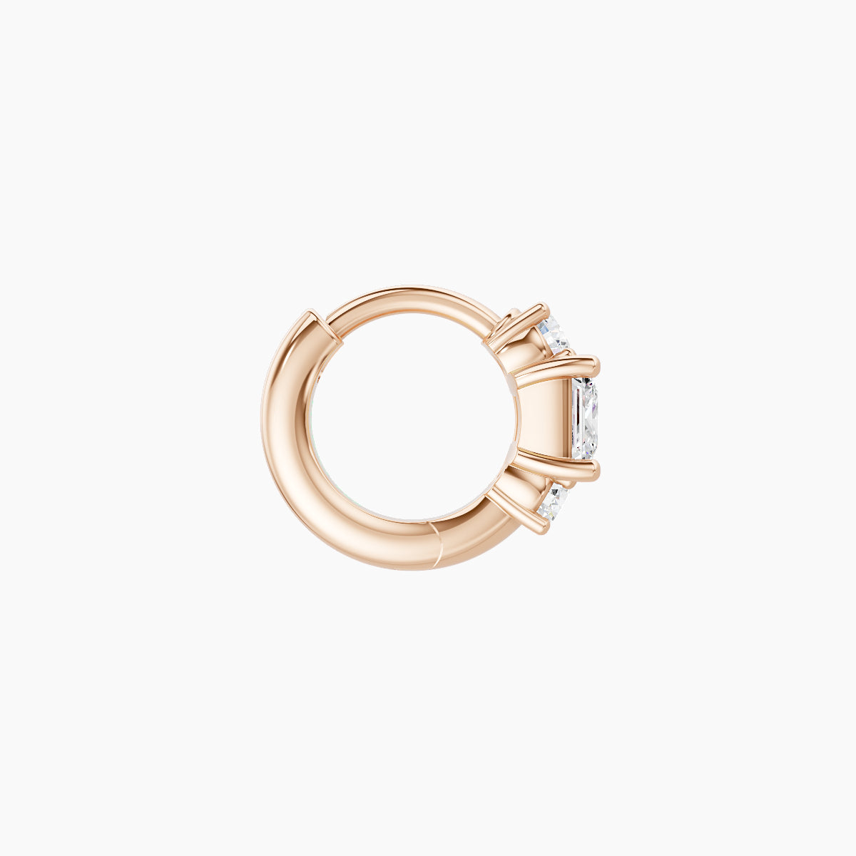 Grace | 18k Rose Gold 5 mm Trilogy Princess Diamond Hoop Piercing