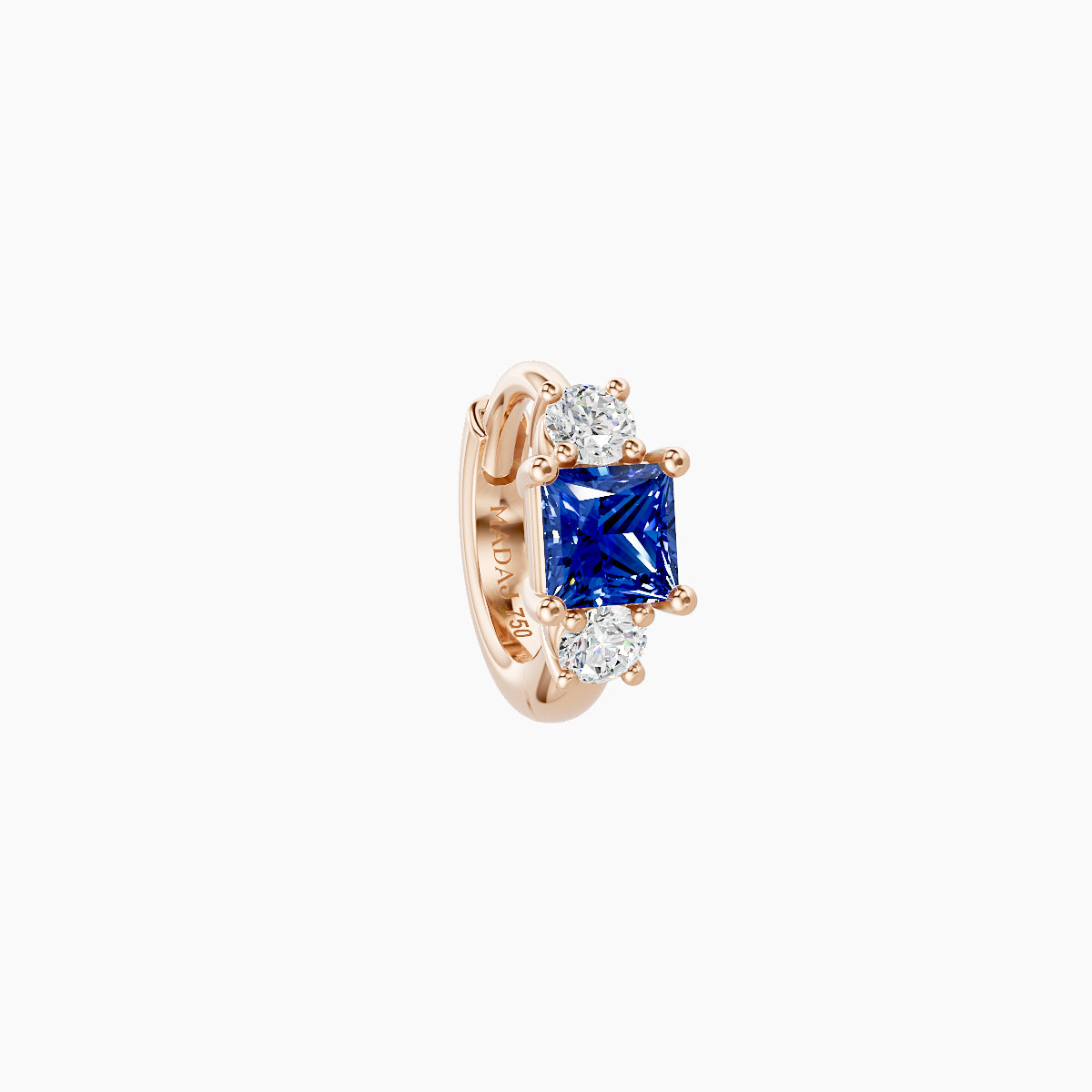 Grace | 18k Rose Gold 5 mm Trilogy Princess Sapphire & Diamond Hoop Piercing