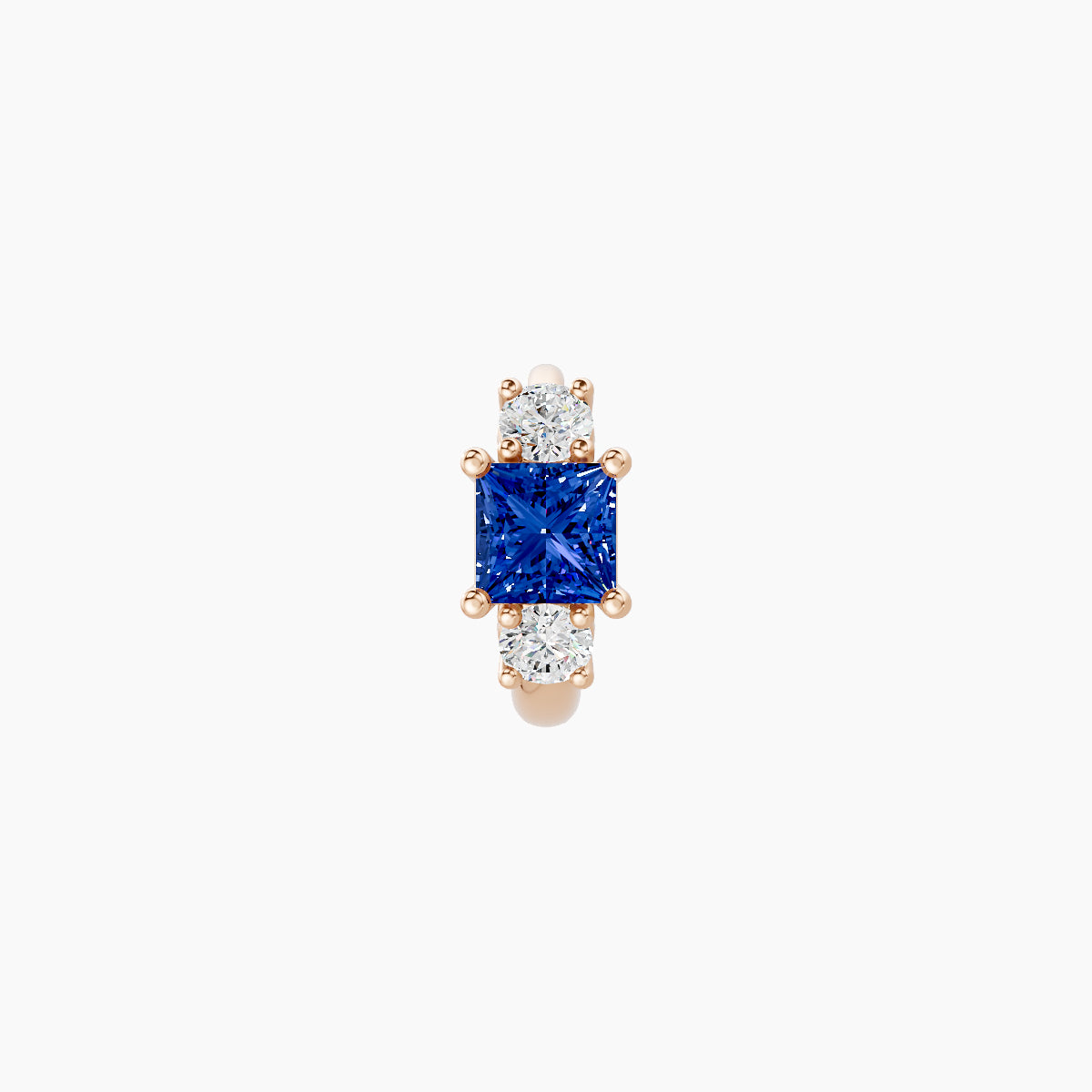 Grace | 18k Rose Gold 5 mm Trilogy Princess Sapphire & Diamond Hoop Piercing