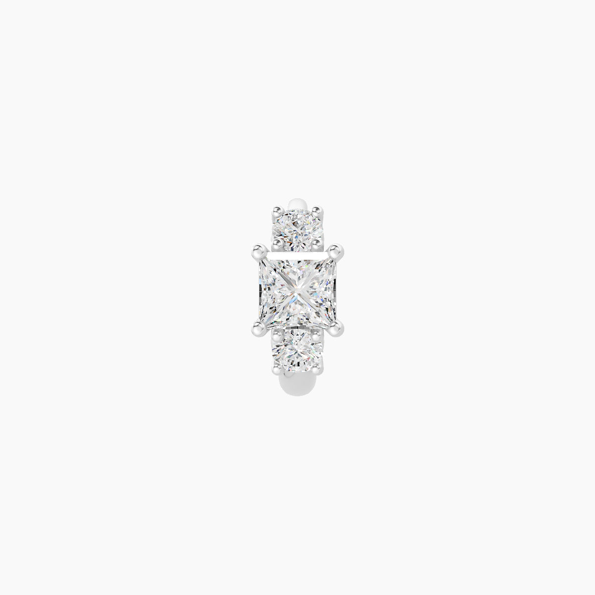 Grace | 18k White Gold 5 mm Trilogy Princess Diamond Hoop Piercing