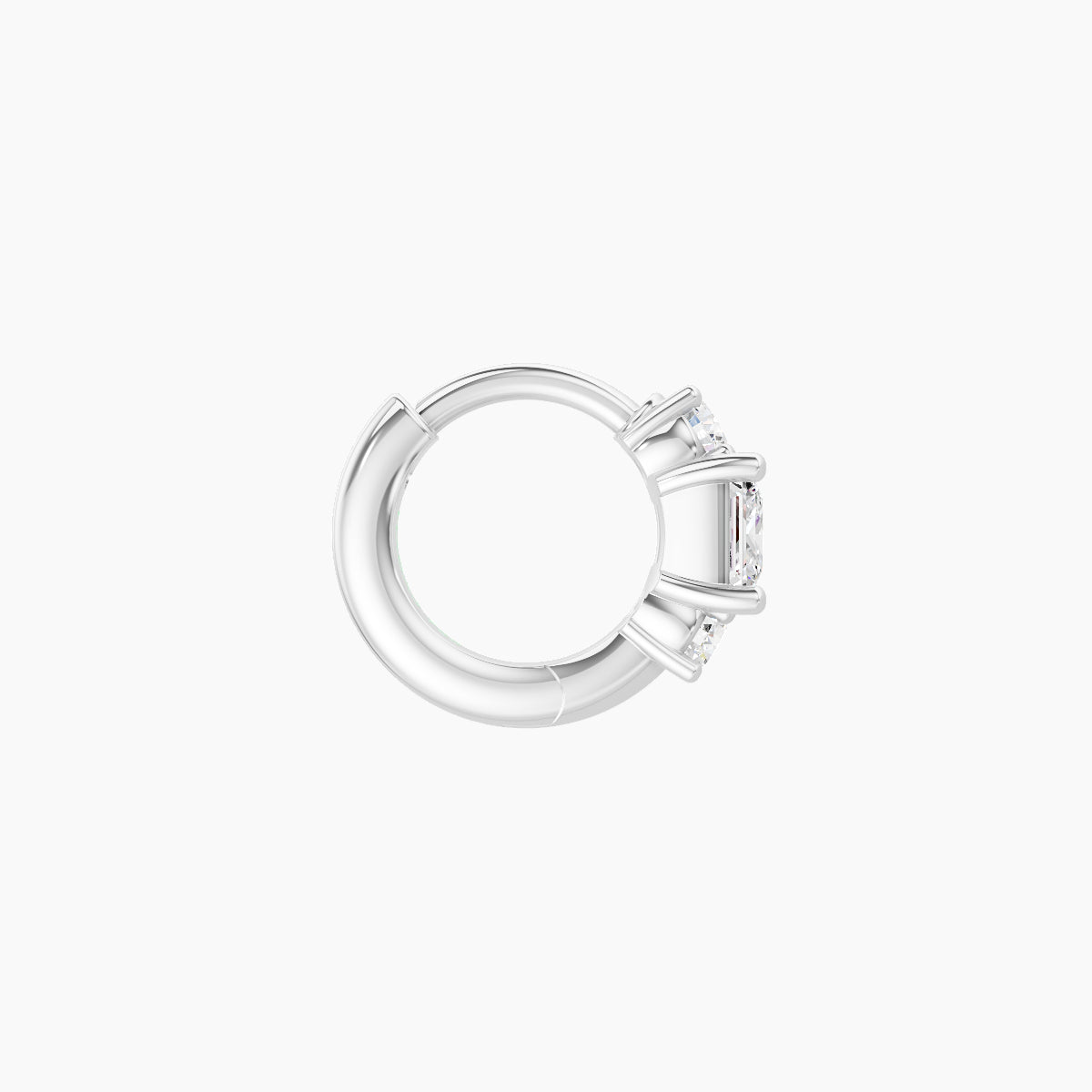 Grace | 18k White Gold 5 mm Trilogy Princess Diamond Hoop Piercing