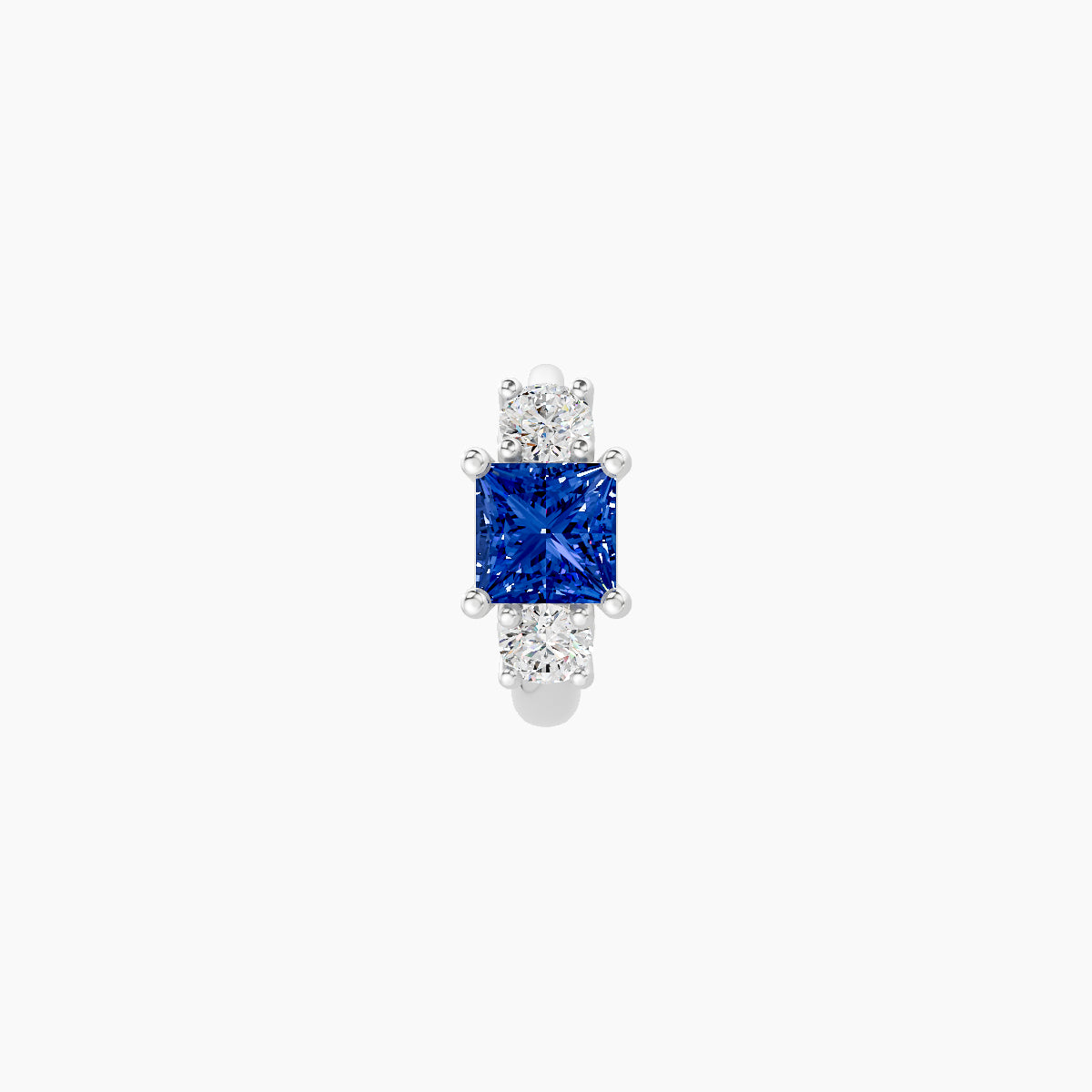 Grace | 18k White Gold 5 mm Trilogy Princess Sapphire & Diamond Hoop Piercing