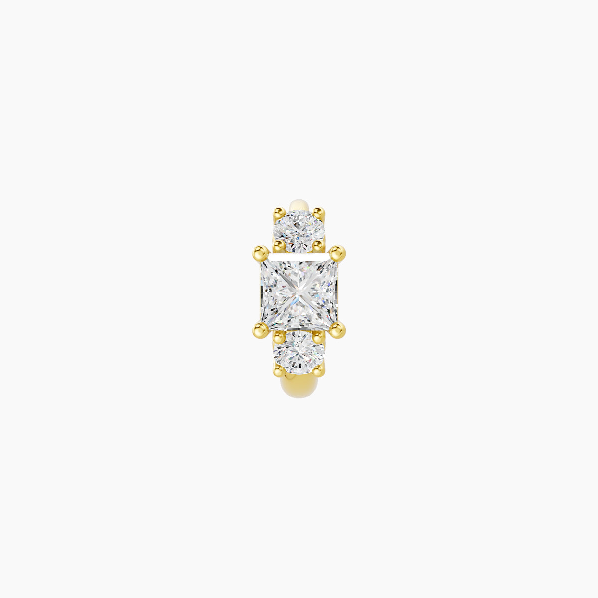Grace | 18k Yellow Gold 5 mm Trilogy Princess Diamond Hoop Piercing