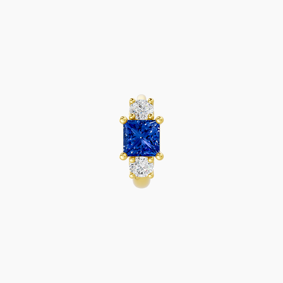 Grace | 18k Yellow Gold 5 mm Trilogy Princess Sapphire & Diamond Hoop Piercing