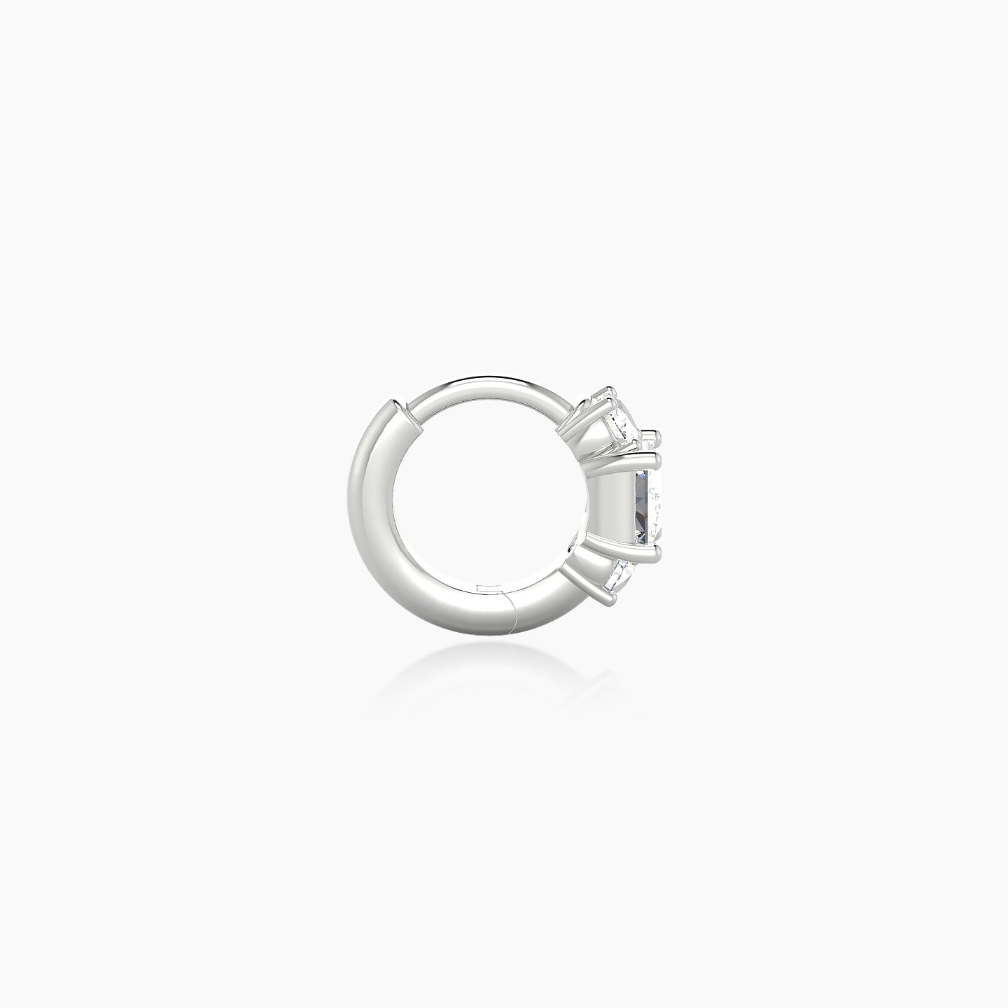 Grace | 18k White Gold 5 mm Trilogy Princess Diamond Hoop Piercing