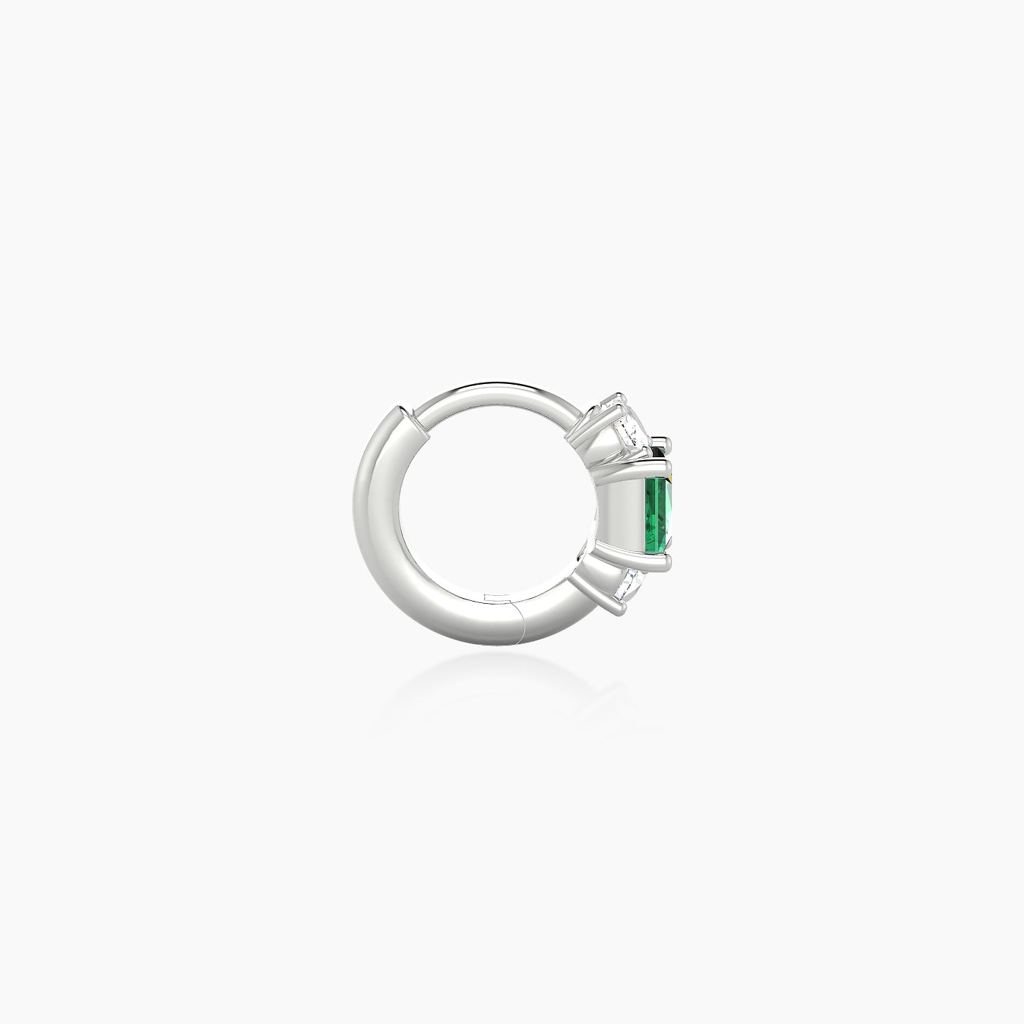 Grace | 18k White Gold 5 mm Trilogy Princess Emerald & Diamond Hoop Piercing