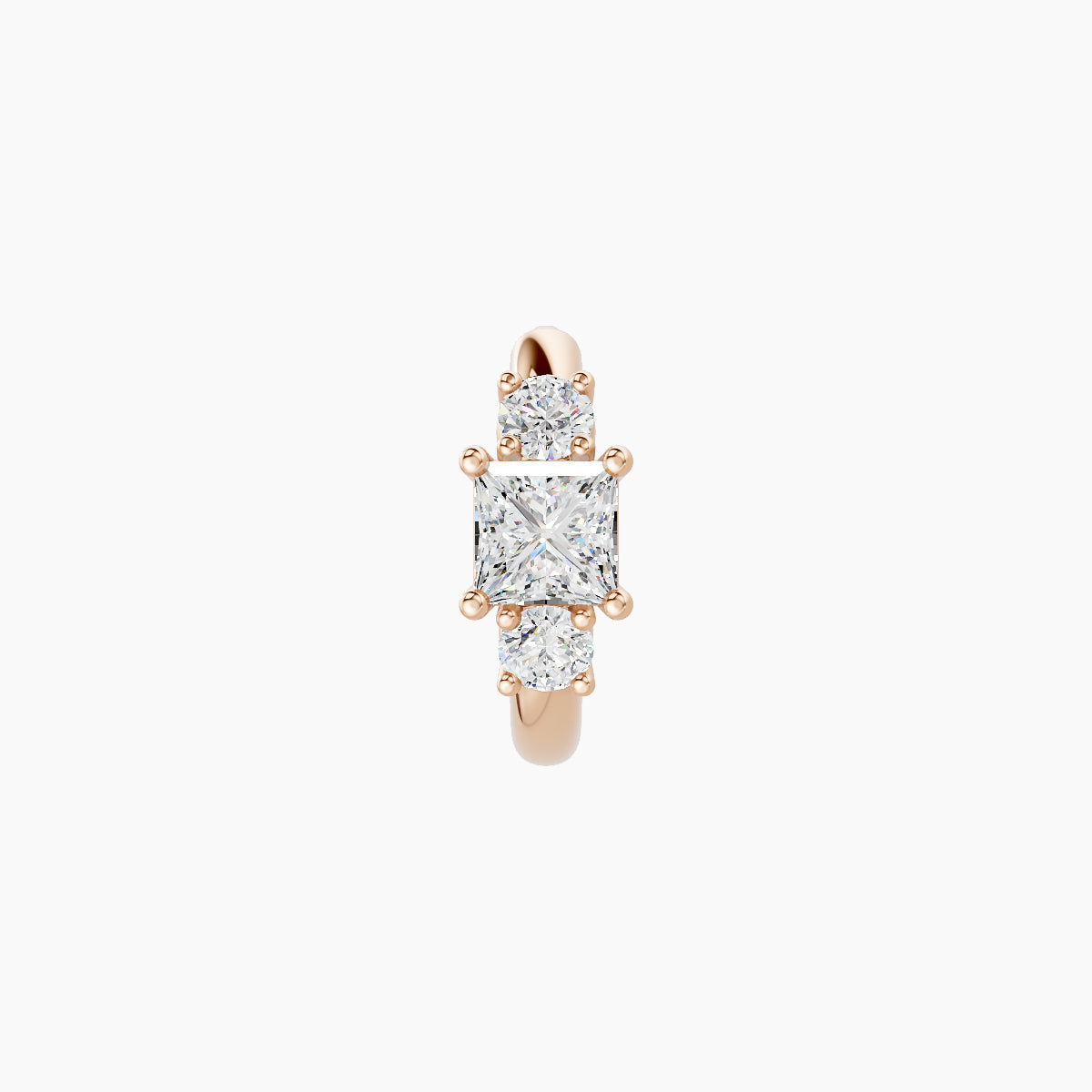 Grace | 18k Rose Gold 6.5 mm Trilogy Princess Diamond Hoop Piercing