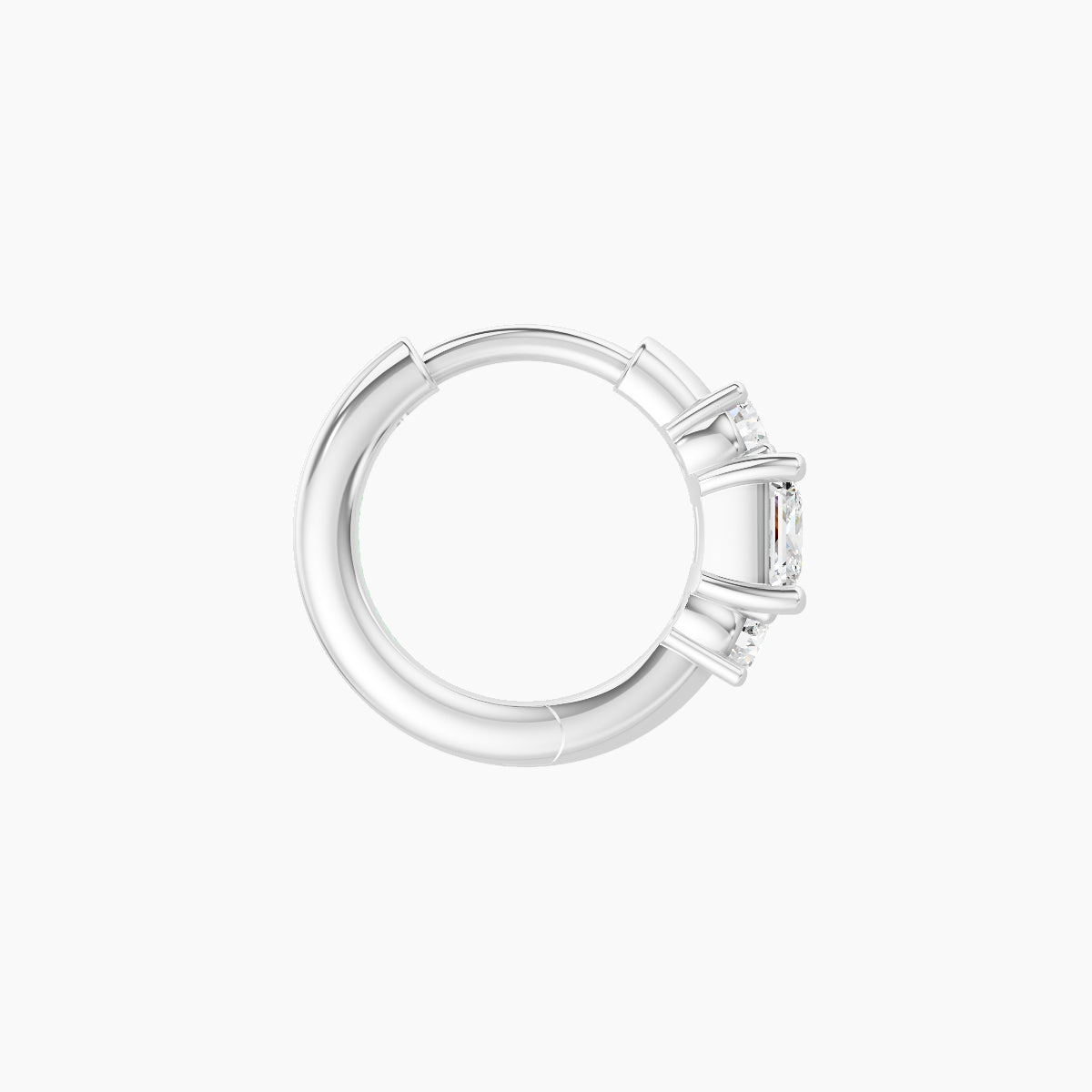 Grace | 18k White Gold 6.5 mm Trilogy Princess Diamond Hoop Piercing