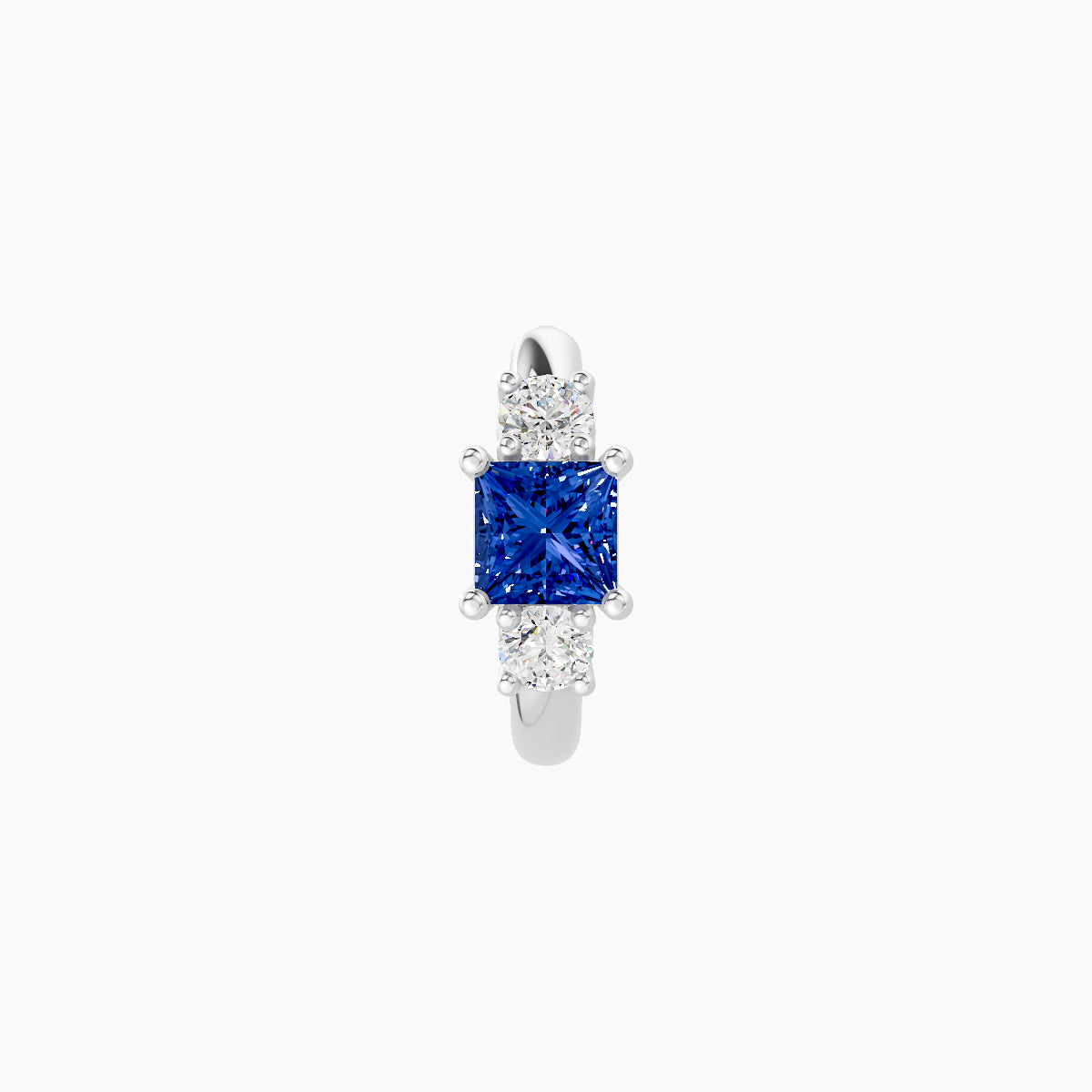 Grace | 18k White Gold 6.5 mm Trilogy Princess Sapphire & Diamond Hoop Piercing