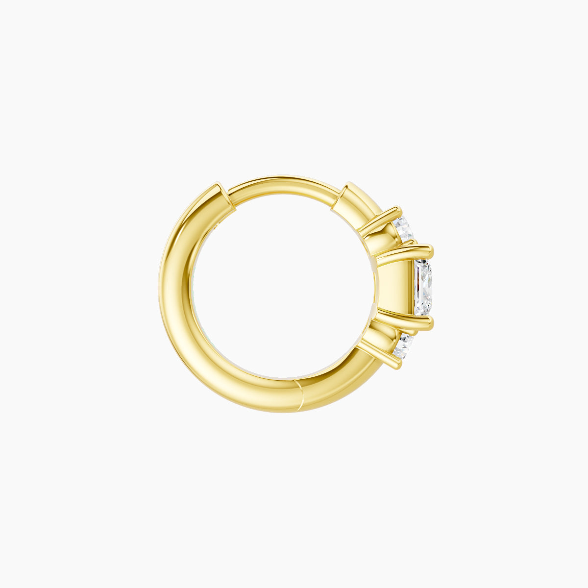 Grace | 18k Yellow Gold 6.5 mm Trilogy Princess Diamond Hoop Piercing