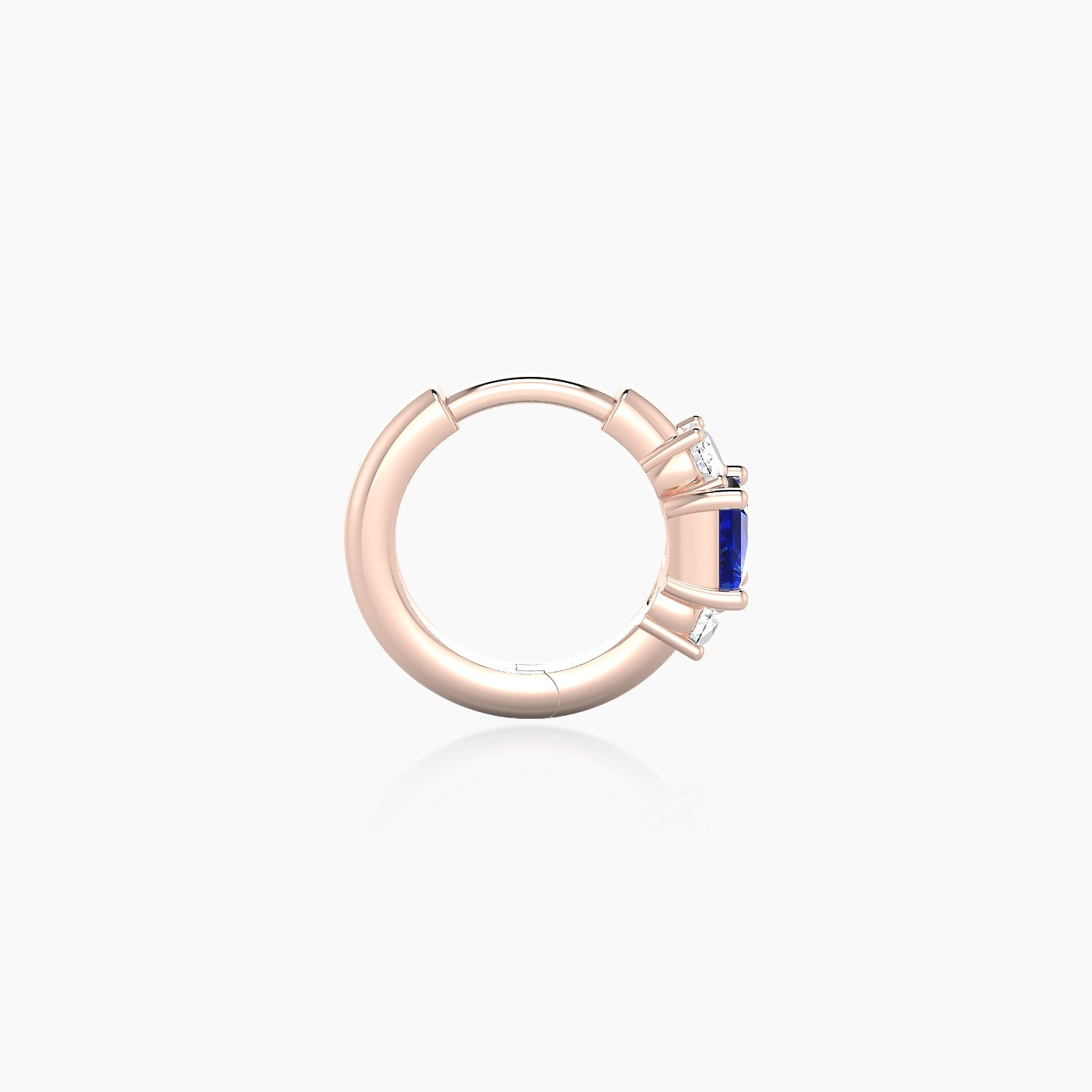 Grace | 18k Rose Gold 6.5 mm Trilogy Princess Sapphire & Diamond Hoop Piercing