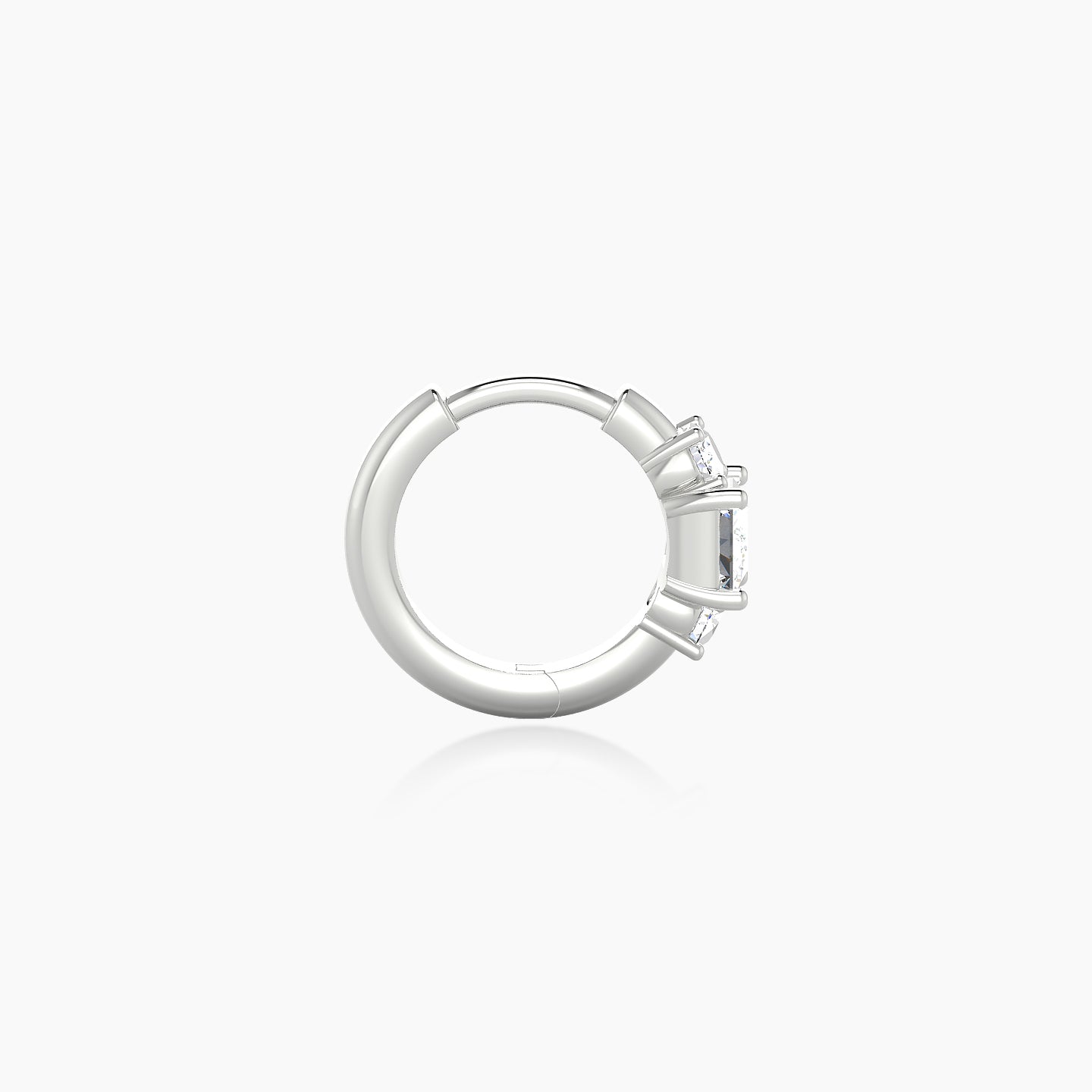 Grace | 18k White Gold 6.5 mm Trilogy Princess Diamond Hoop Piercing