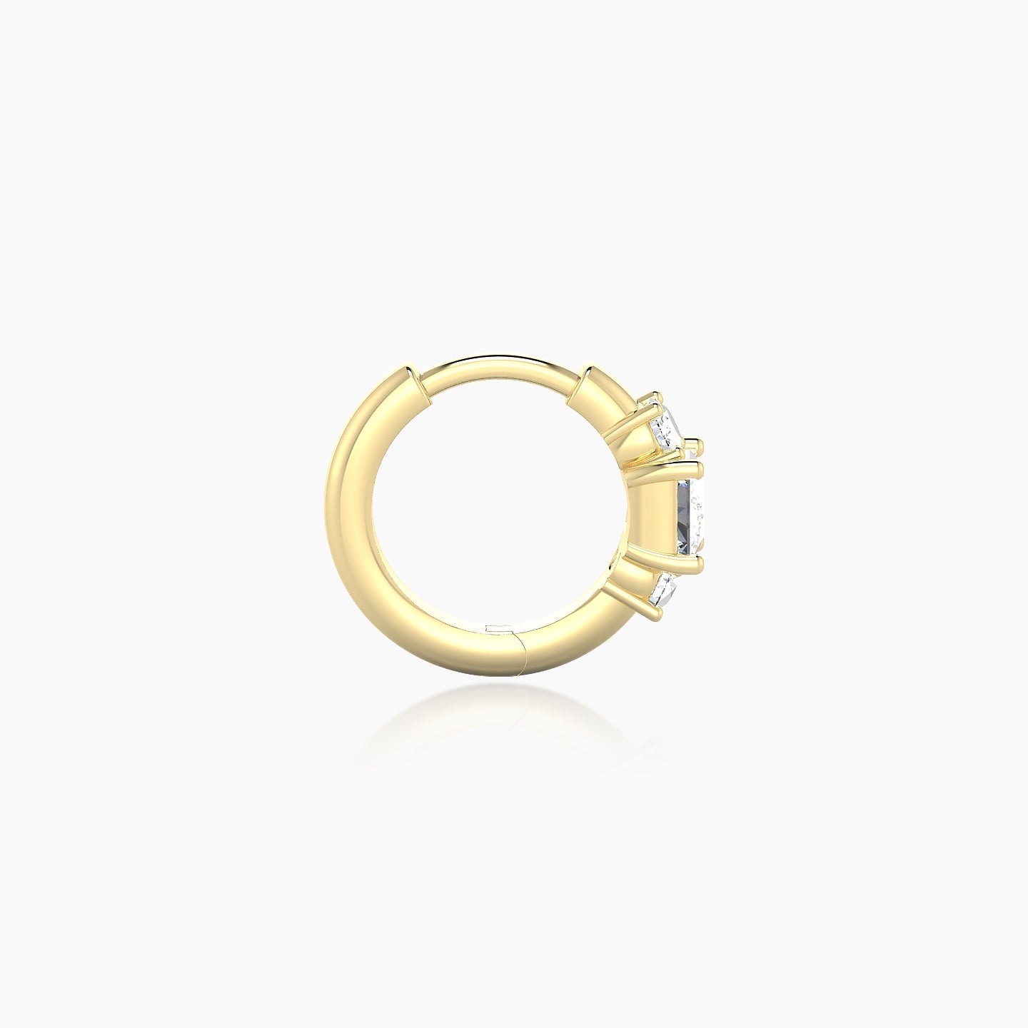 Grace | 18k Yellow Gold 6.5 mm Trilogy Princess Diamond Hoop Piercing