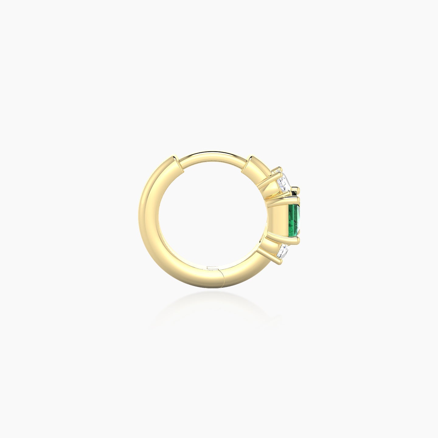 Grace | 18k Yellow Gold 6.5 mm Trilogy Princess Emerald & Diamond Hoop Piercing