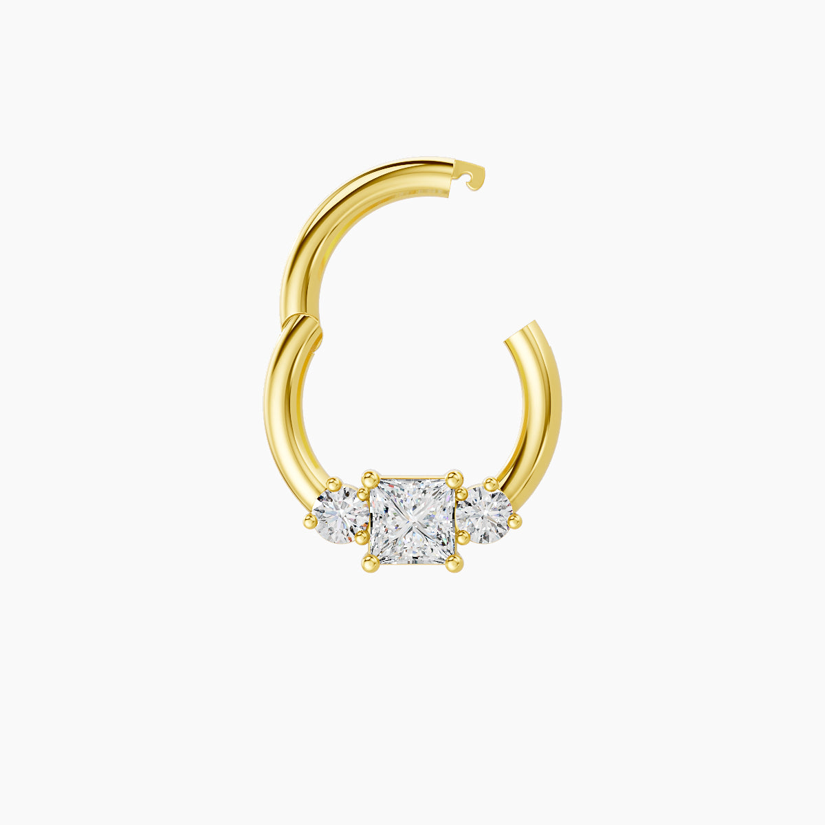 Grace | 18k Yellow Gold 6.5 mm Trilogy Princess Diamond Septum Piercing