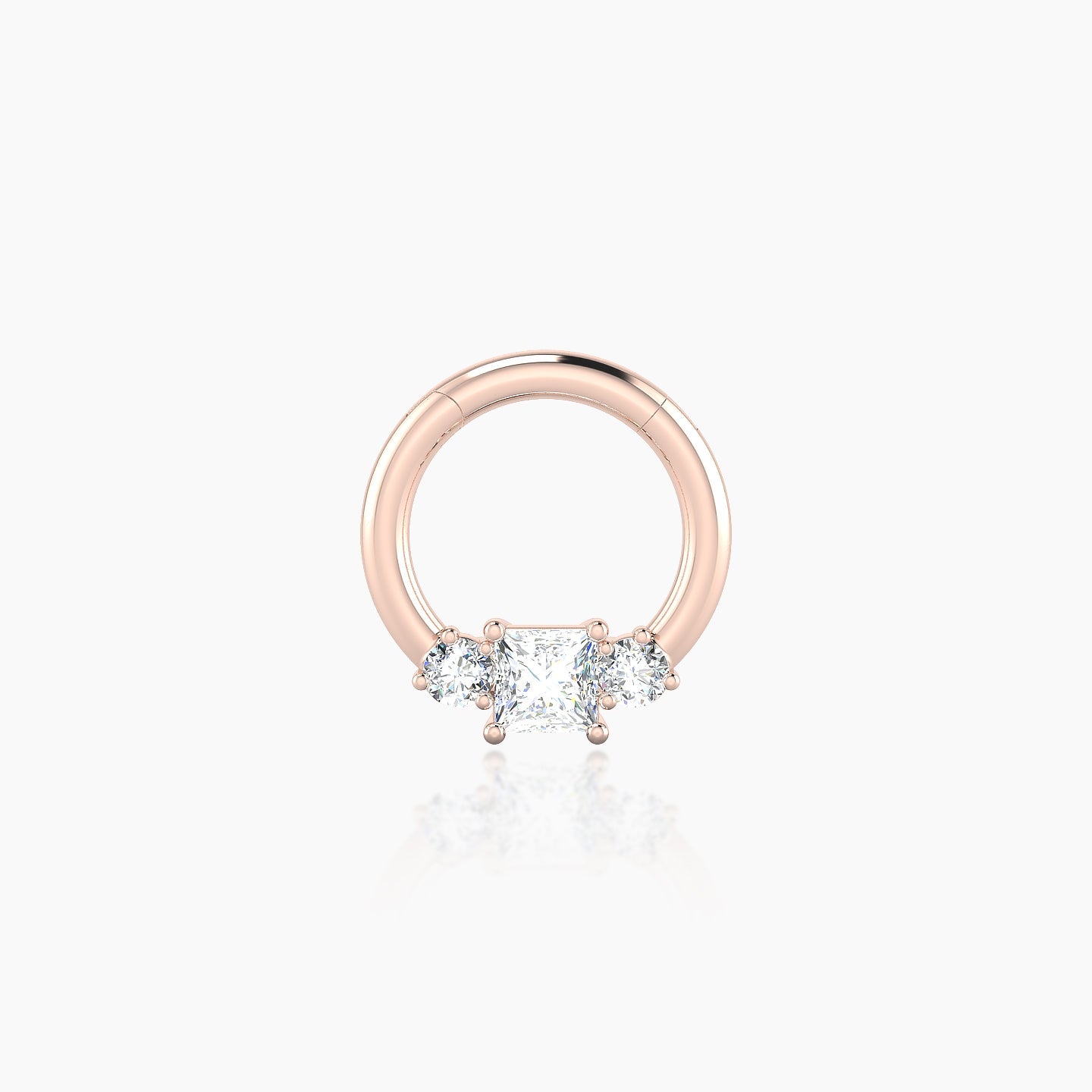 Grace | 18k Rose Gold 6.5 mm Trilogy Princess Diamond Septum Piercing