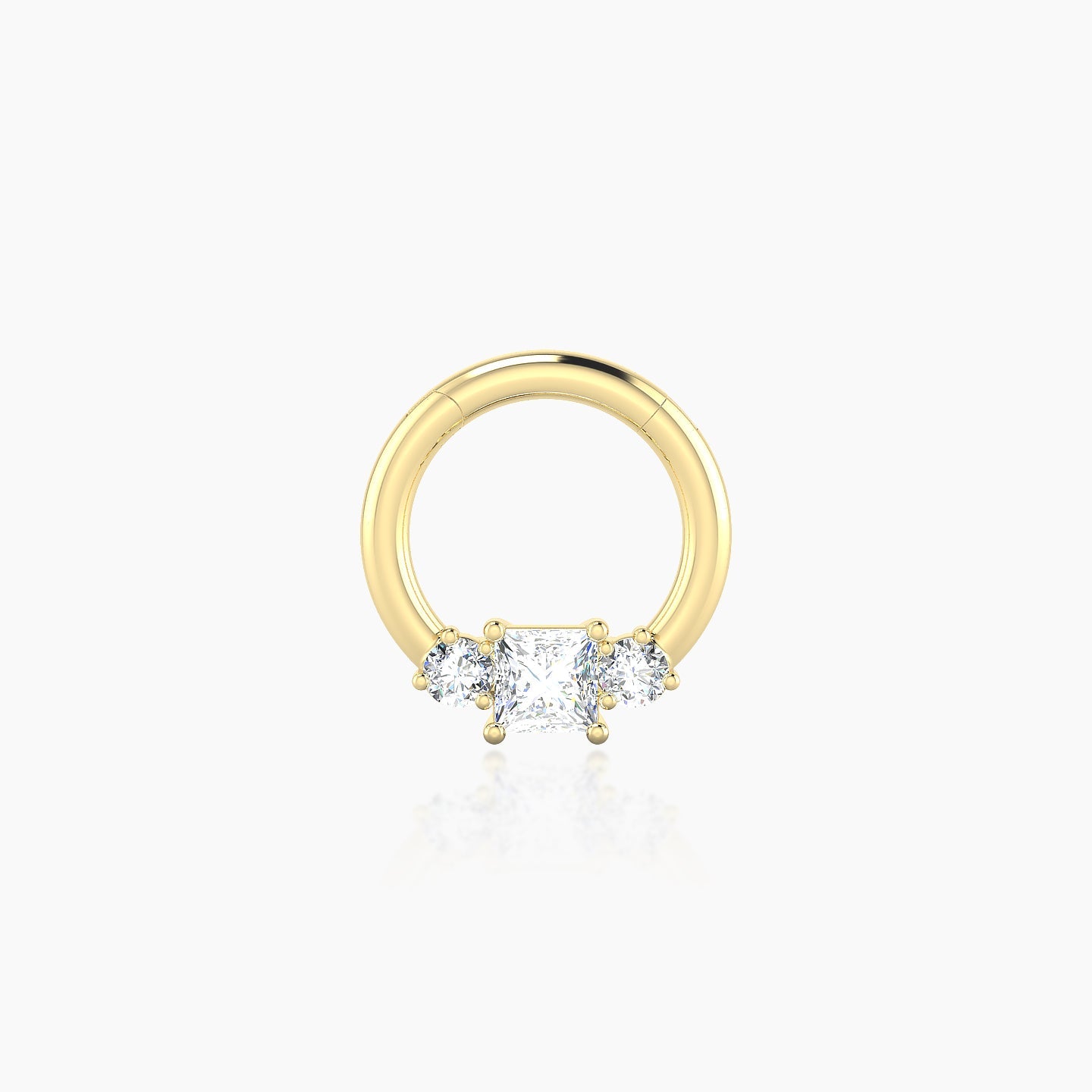 Grace | 18k Yellow Gold 6.5 mm Trilogy Princess Diamond Septum Piercing