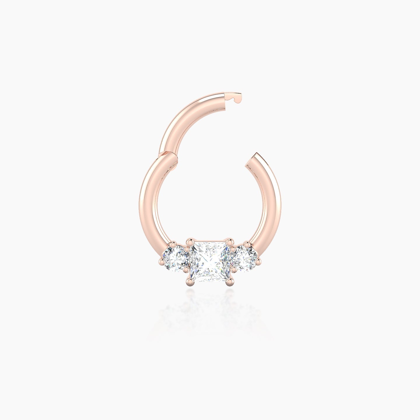 Grace | 18k Rose Gold 6.5 mm Trilogy Princess Diamond Septum Piercing