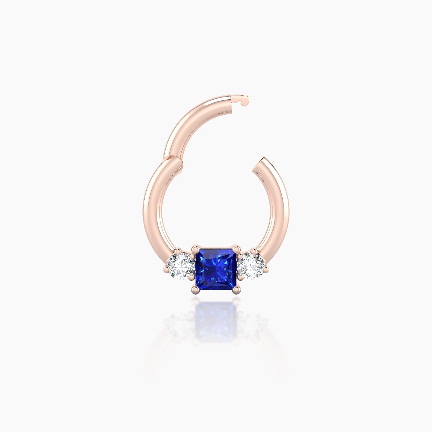 Grace | 18k Rose Gold 6.5 mm Trilogy Princess Sapphire & Diamond Septum Piercing