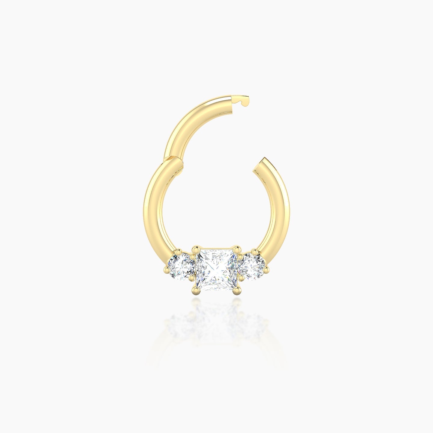 Grace | 18k Yellow Gold 6.5 mm Trilogy Princess Diamond Septum Piercing